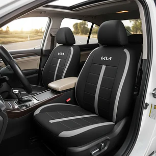 Fundas Asiento Kia Tela Poliester Negro Gris | JJ Group