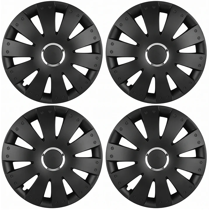 Set Tapas De Rueda Negras Universal Aro 16 2