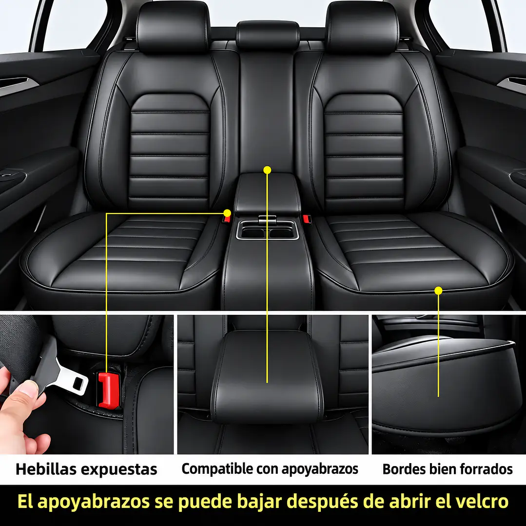 Fundas Cubre Asiento Auto Premium Luxury Negro  5