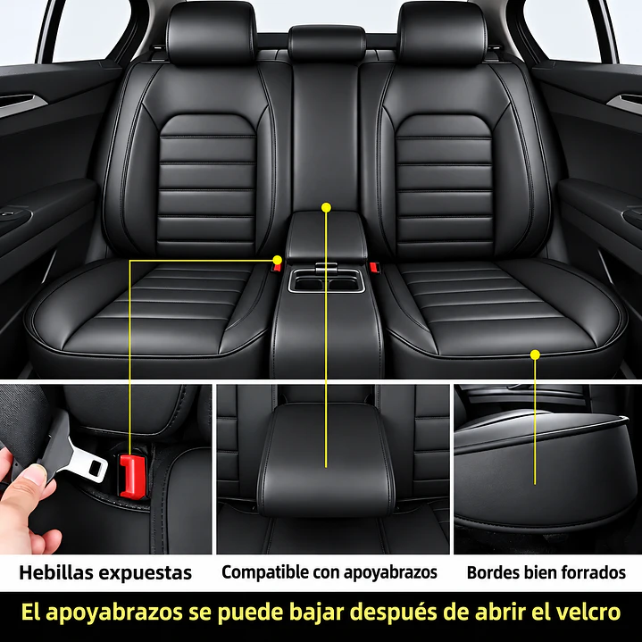 Fundas Cubre Asiento Auto Premium Luxury Negro  5
