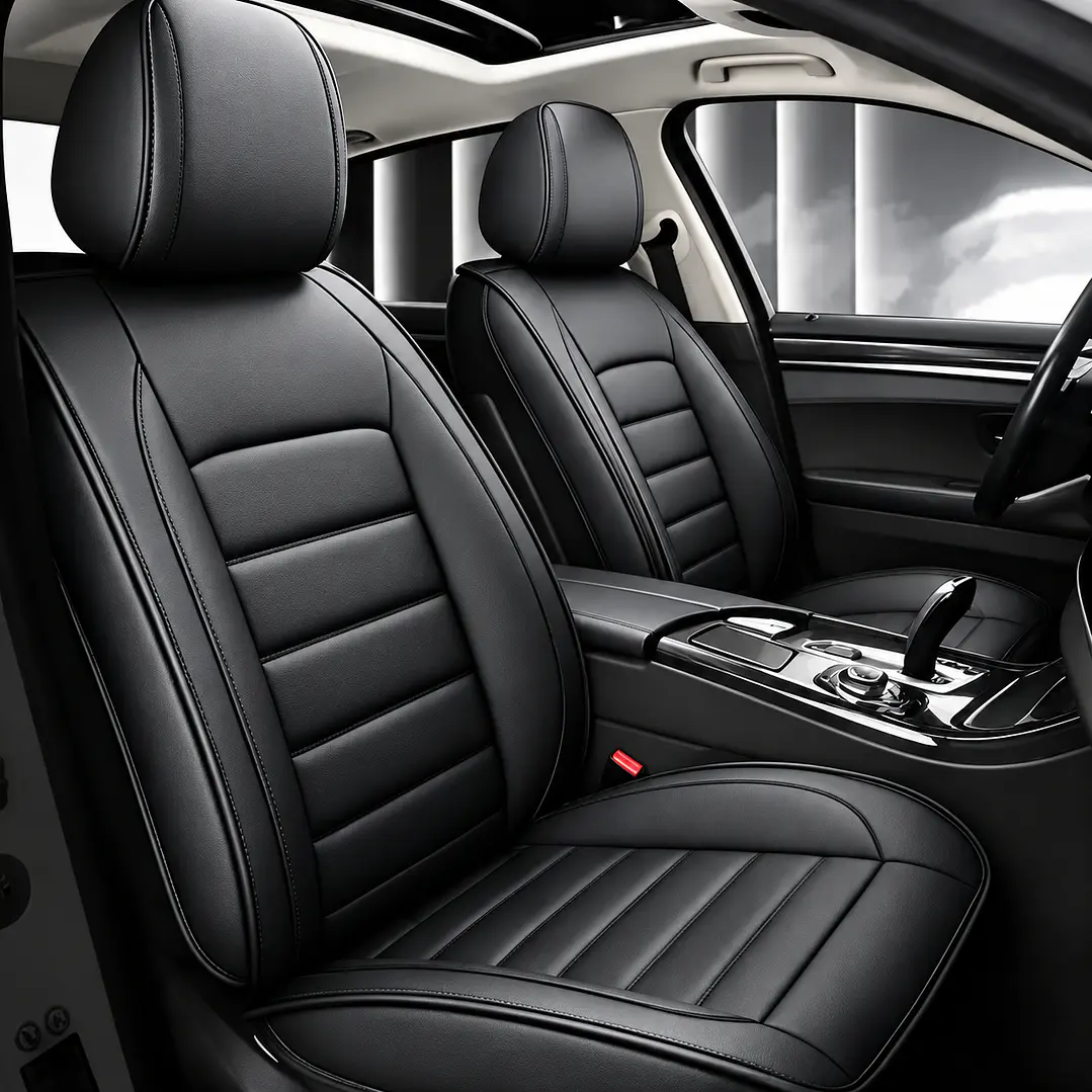 Fundas Cubre Asiento Auto Premium Luxury Negro  1