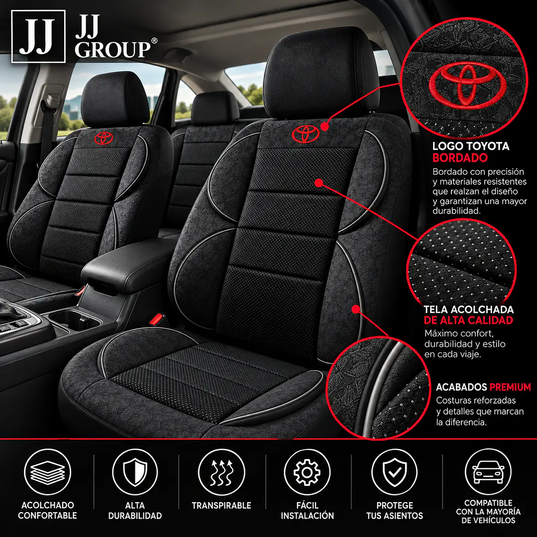 Fundas Cubre Asiento Auto Toyota Tela Acolchada 2