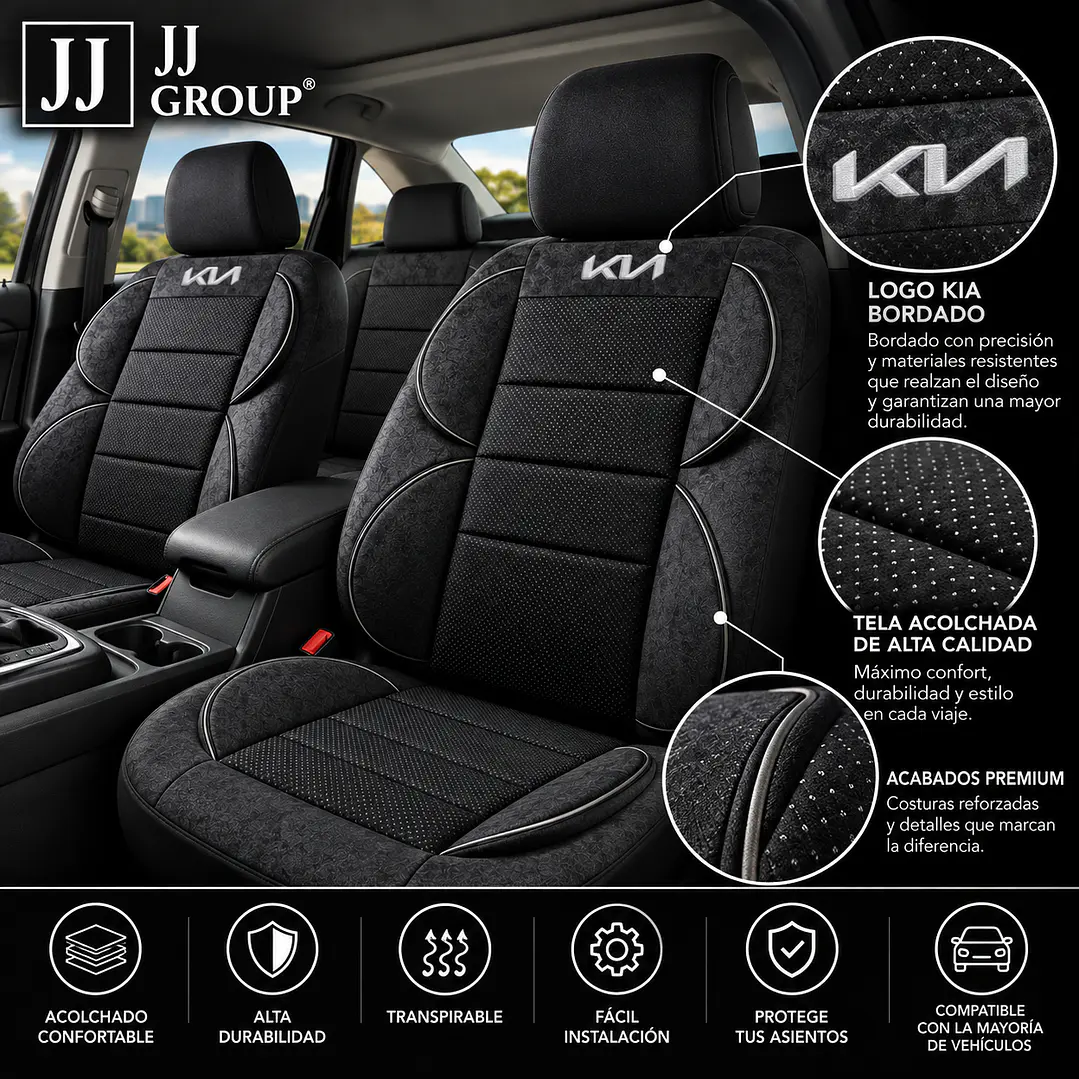 Fundas Cubre Asiento Auto Kia Tela Acolchada 2