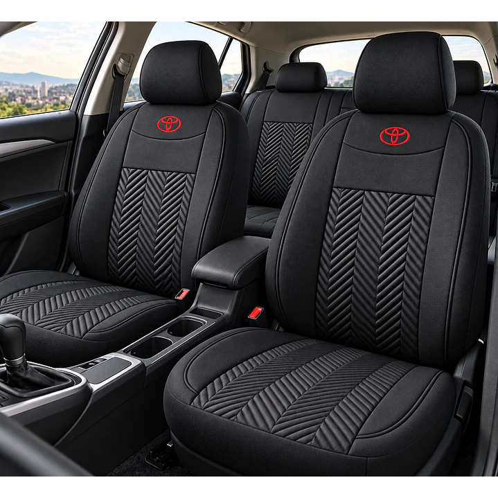 Fundas Cubre Asiento Auto Toyota Tela Negro 1