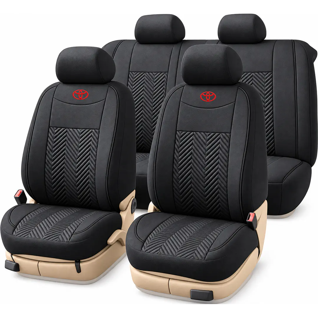 Fundas Cubre Asiento Auto Toyota Tela Negro 3