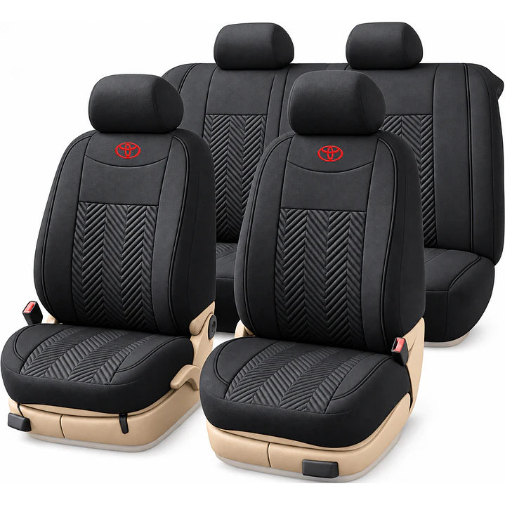 Fundas Cubre Asiento Auto Toyota Tela Negro 3