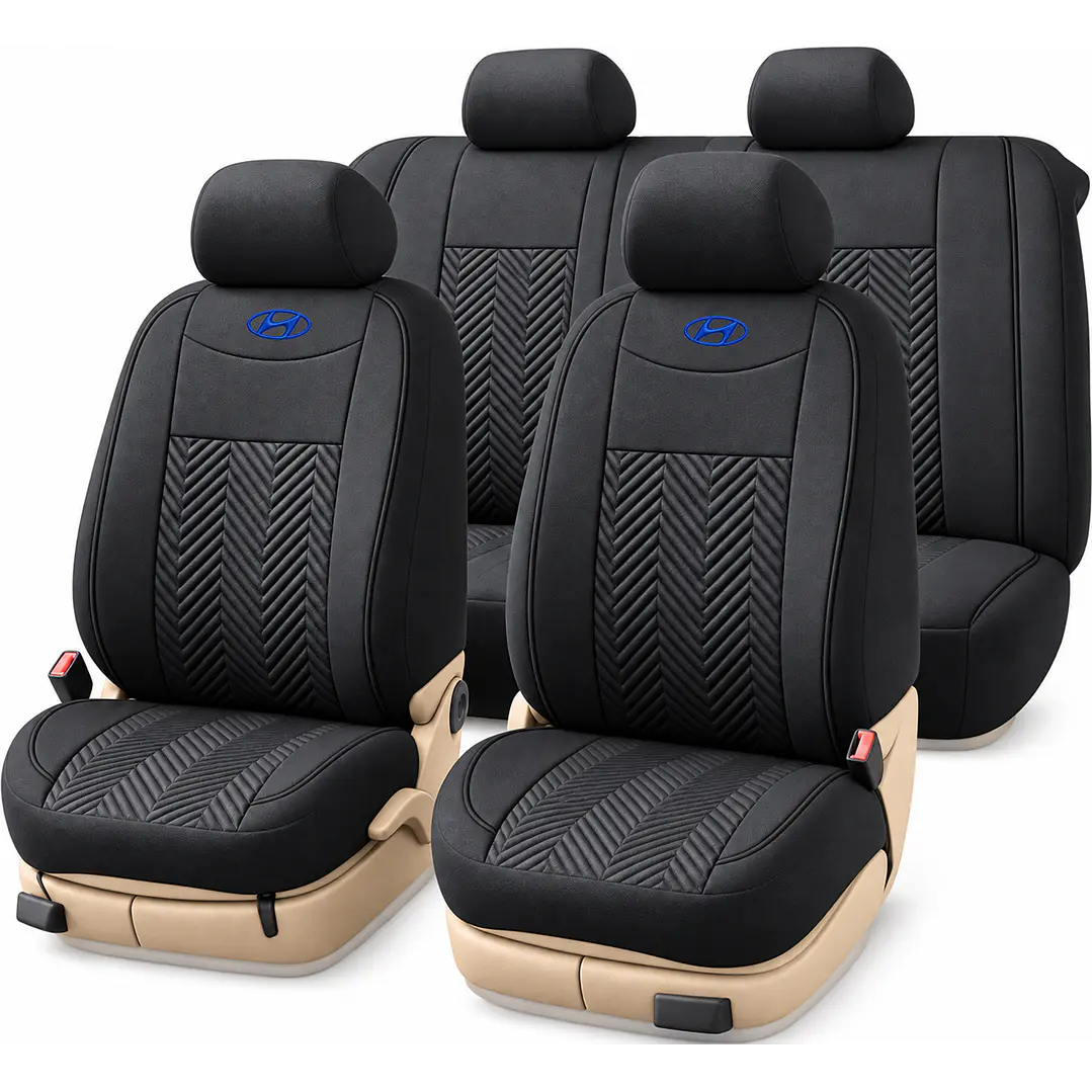 Fundas Cubre Asiento Auto Hyundai Tela Negro 3