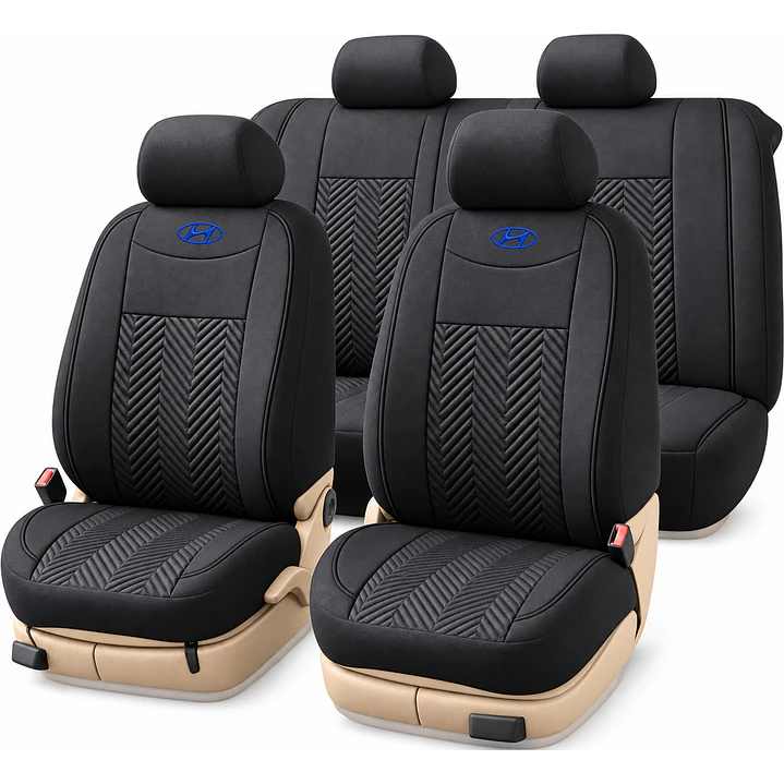 Fundas Cubre Asiento Auto Hyundai Tela Negro 3