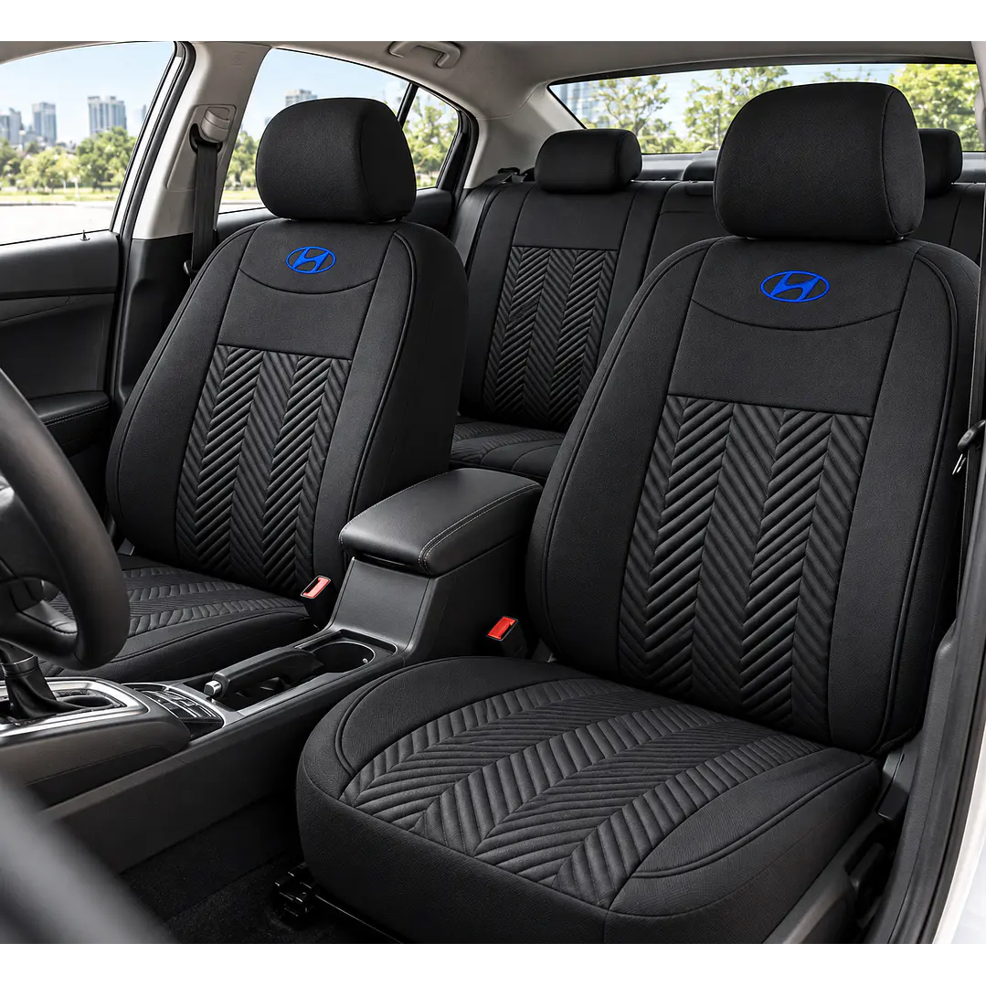 Fundas Cubre Asiento Auto Hyundai Tela Negro 1