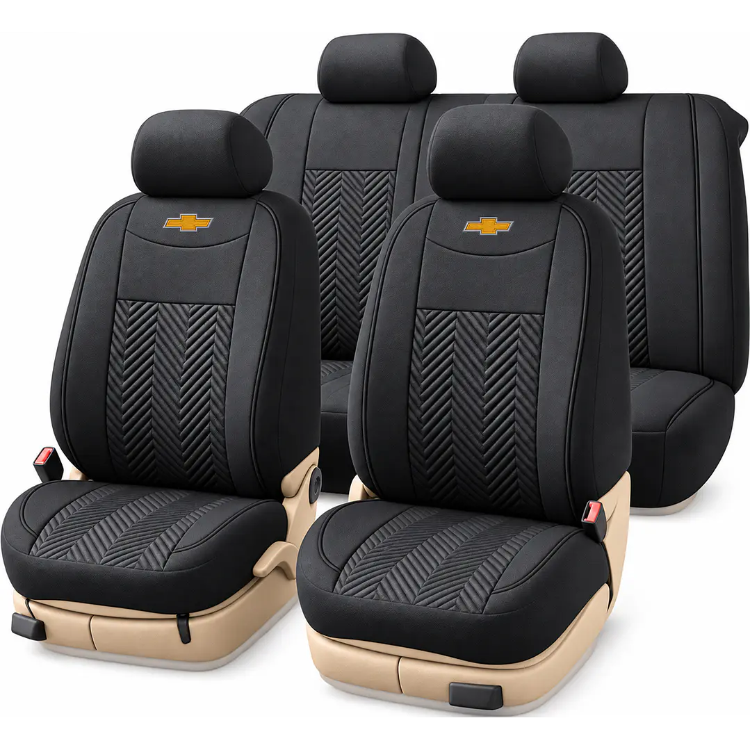 Fundas Cubre Asiento Auto Chevrolet Tela Negro 3