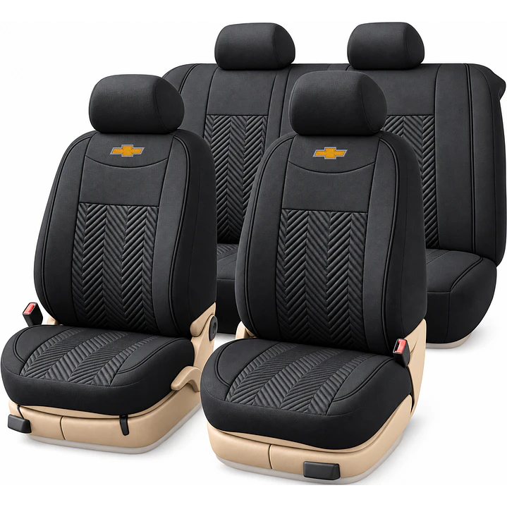 Fundas Cubre Asiento Auto Chevrolet Tela Negro 3