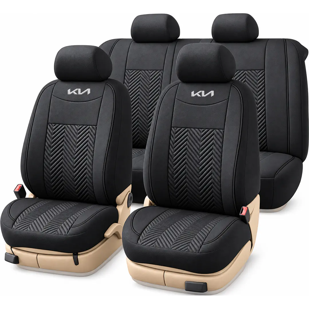 Fundas Cubre Asiento Auto Kia Tela Negro 3