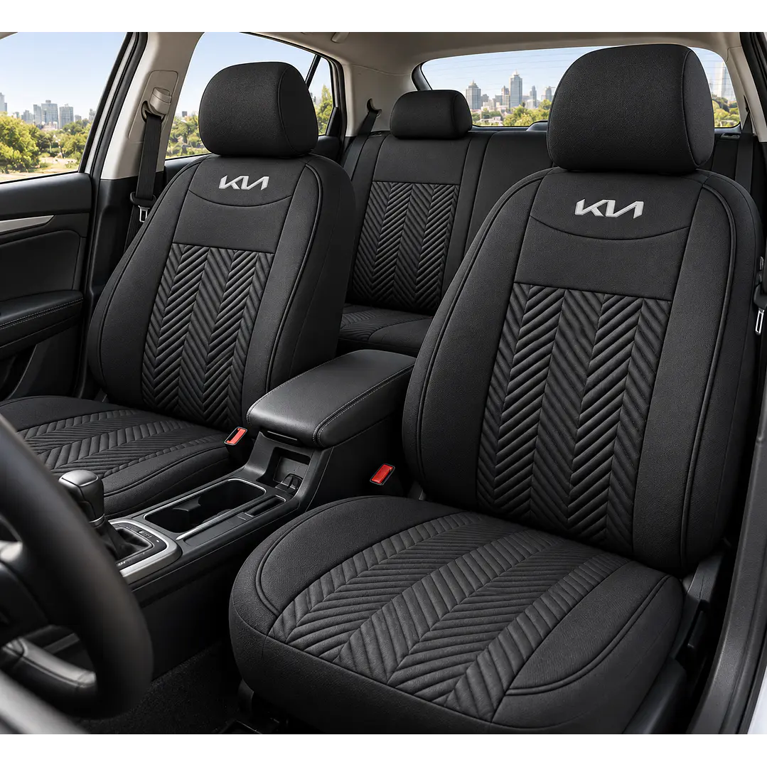 Fundas Cubre Asiento Auto Kia Tela Negro 1