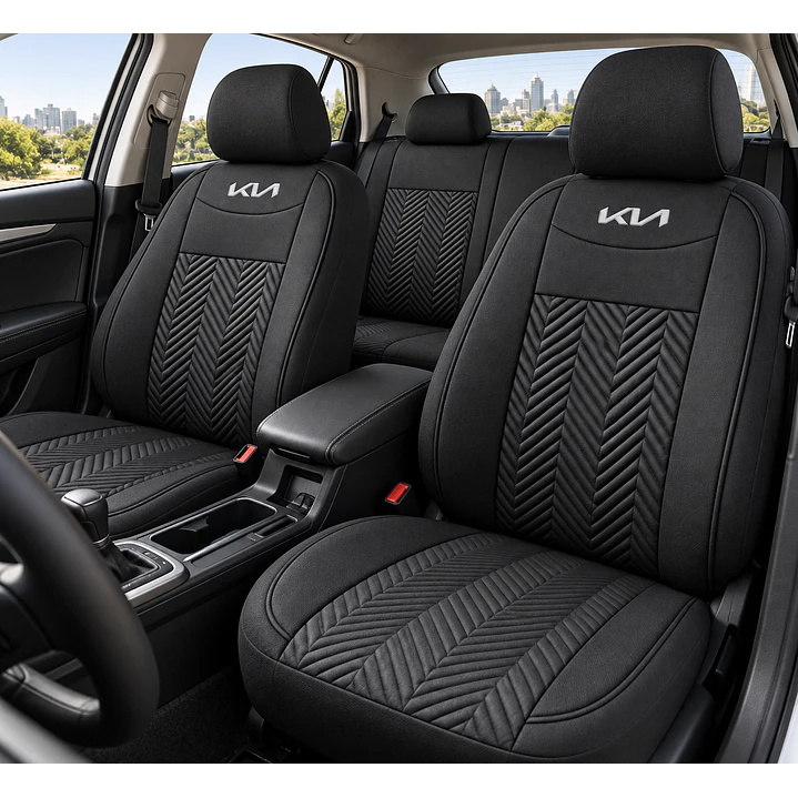 Fundas Cubre Asiento Auto Kia Tela Negro 1