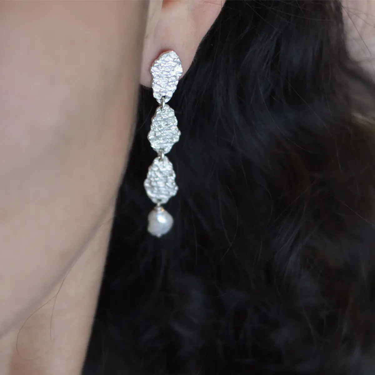 Aros de Plata 950 con Perlas Barrocas Naturales