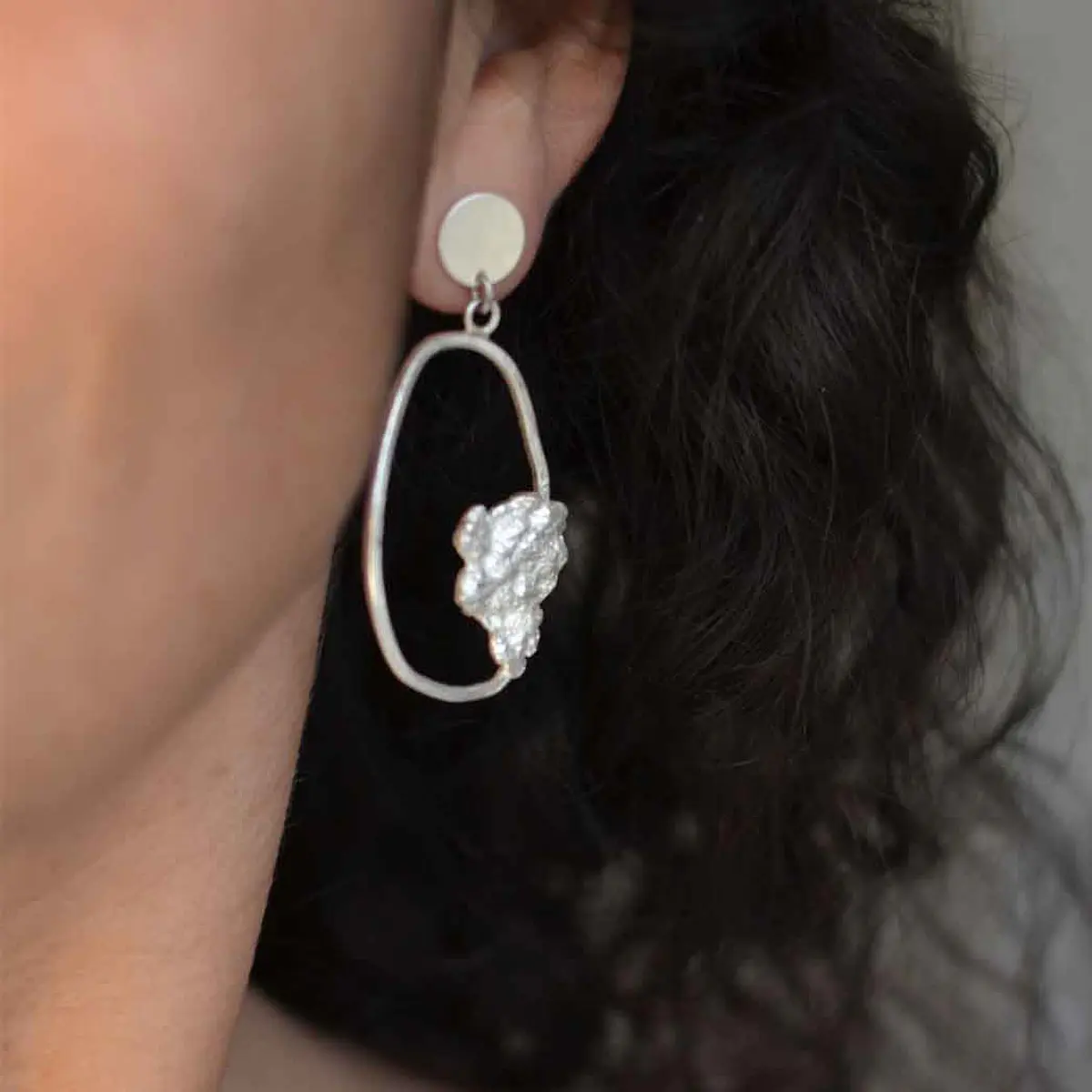 Aros Granate Circular Plata 950 Colgantes Regalo Mujer