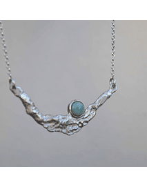 COLLAR ORILLA- Plata y amazonita