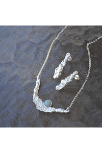 COLLAR ORILLA- Plata y amazonita