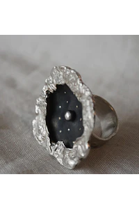 ANILLO CLARO DE NOCHE ESCULTÓRICO AJUSTABLE- Plata 950