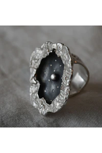 ANILLO CLARO DE NOCHE ESCULTÓRICO AJUSTABLE- Plata 950
