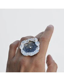 ANILLO CLARO DE NOCHE ESCULTÓRICO AJUSTABLE- Plata 950