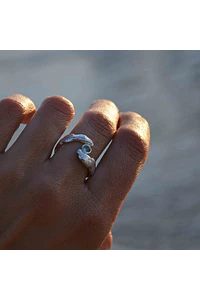 ANILLO ABRAZO DE MAR- Plata y Topacio Swiss (A pedido)