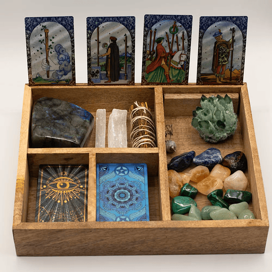 Caixa de tarot 4 compartimentos sol & lua