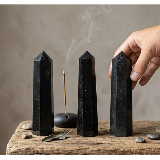 Ponta obelisco de turmalina negra 17 cm