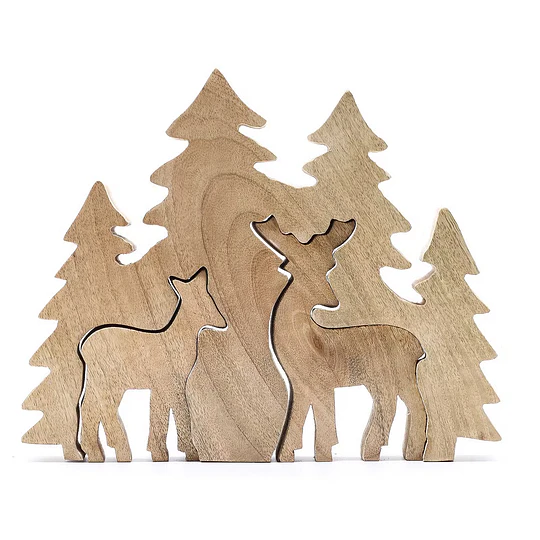 *NATAL* Perdidos no bosque- 2 cervos 3D 18x23 cm