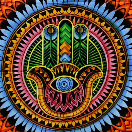 Pano Indiano de algodão Hamsa