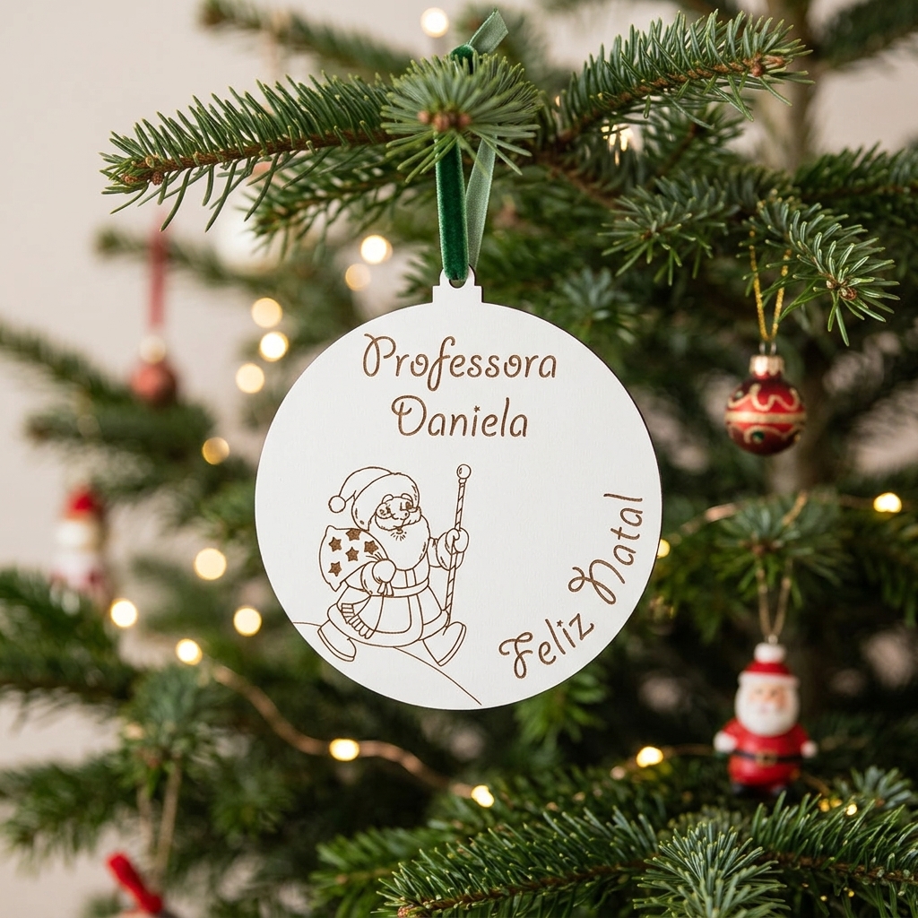 Pendente Pai Natal com mensagem Feliz Natal