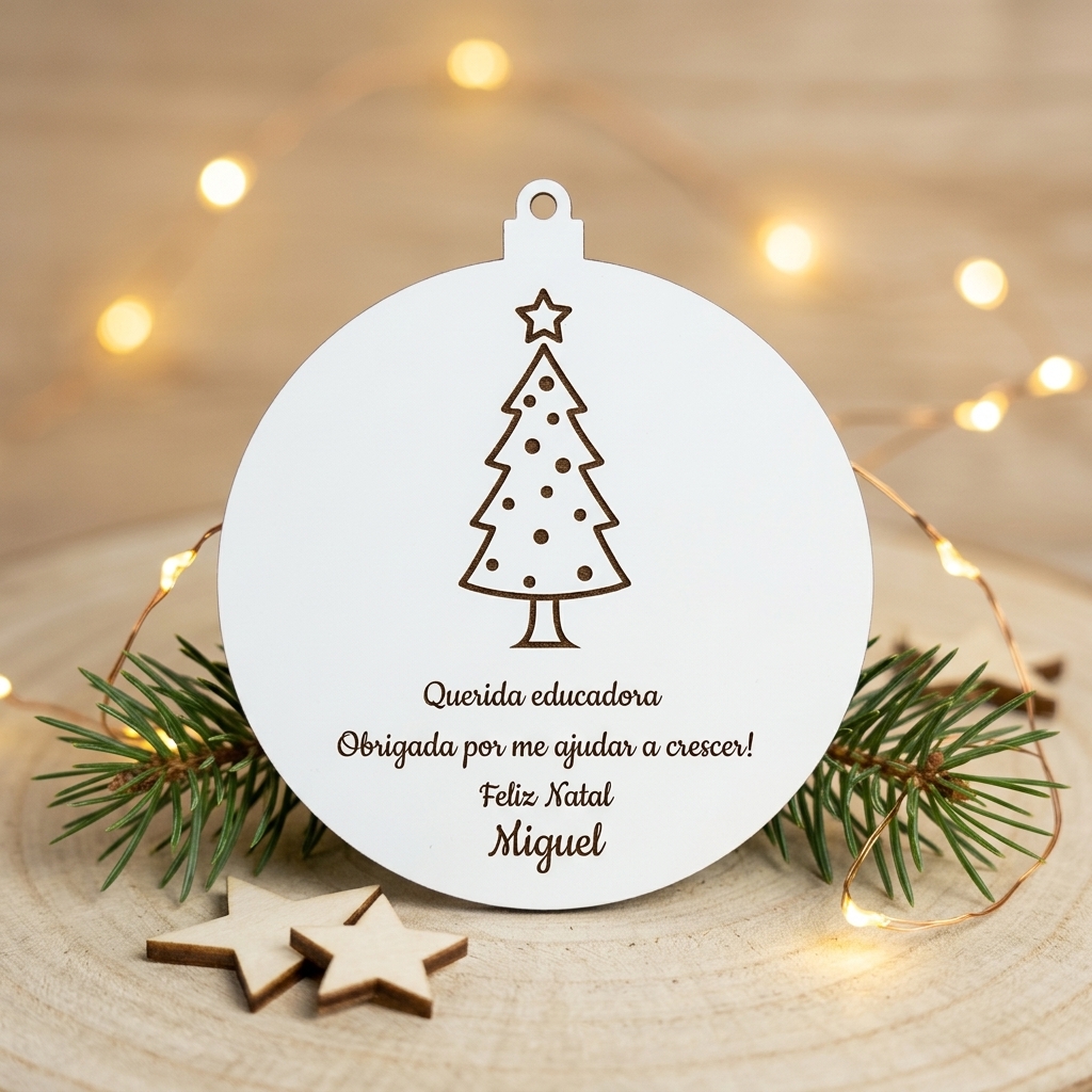Pendente pinheiro de Natal com mensagem