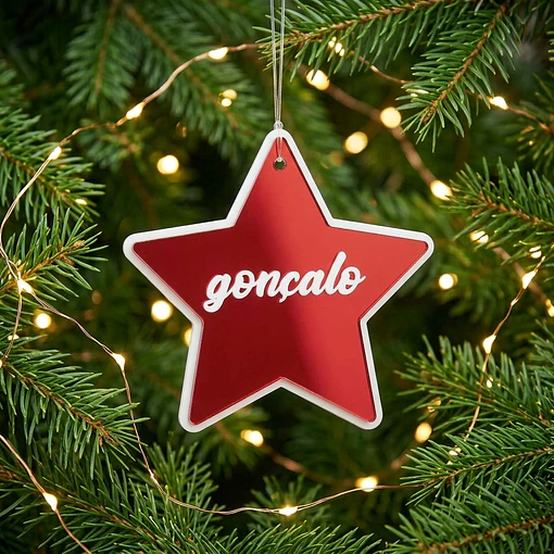 Pendente forma estrela em acrilico espelhado - Vermelho
