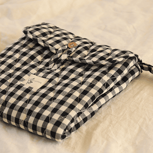 Mudador Portátil Cuadros Blanco/Negro