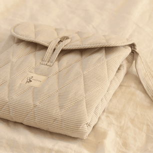 Mudador Portátil Líneas Beige/Blanco