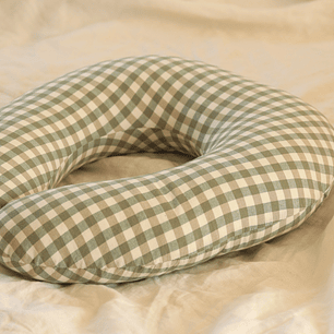 Cojín de Lactancia Cuadros Verde/Blanco