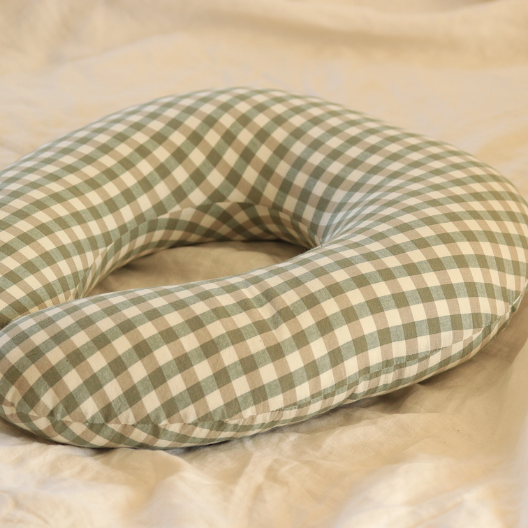 Cojín de Lactancia Cuadros Verde/Blanco 1