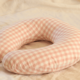 Cojín de Lactancia Cuadros Rosado/Blanco