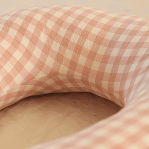 Cojín de Lactancia Cuadros Rosado/Blanco