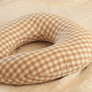 Cojín de Lactancia Cuadros Café/Blanco