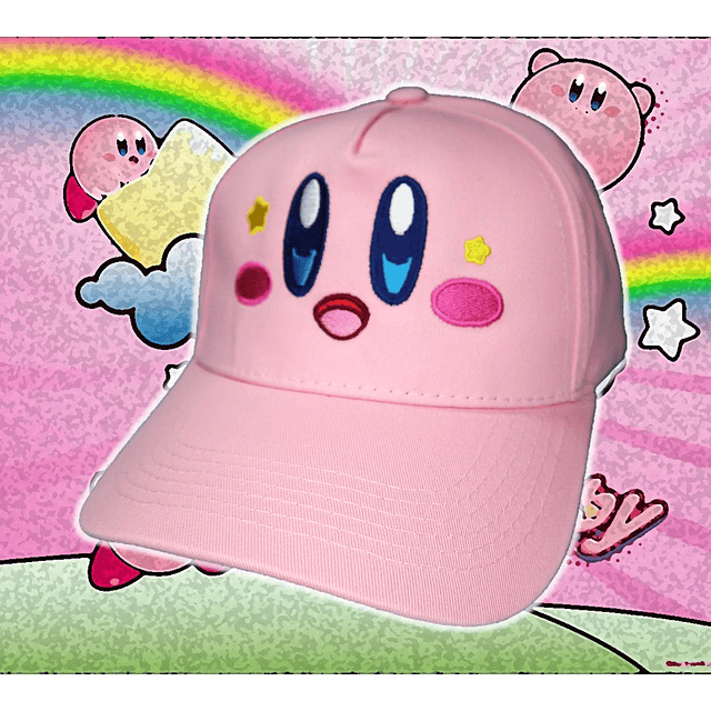Kirby feliz. Gorro bordado.