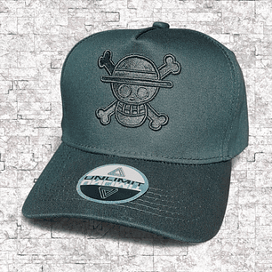 Mugiwara Full Black. Gorra bordada con relieve. One Piece.