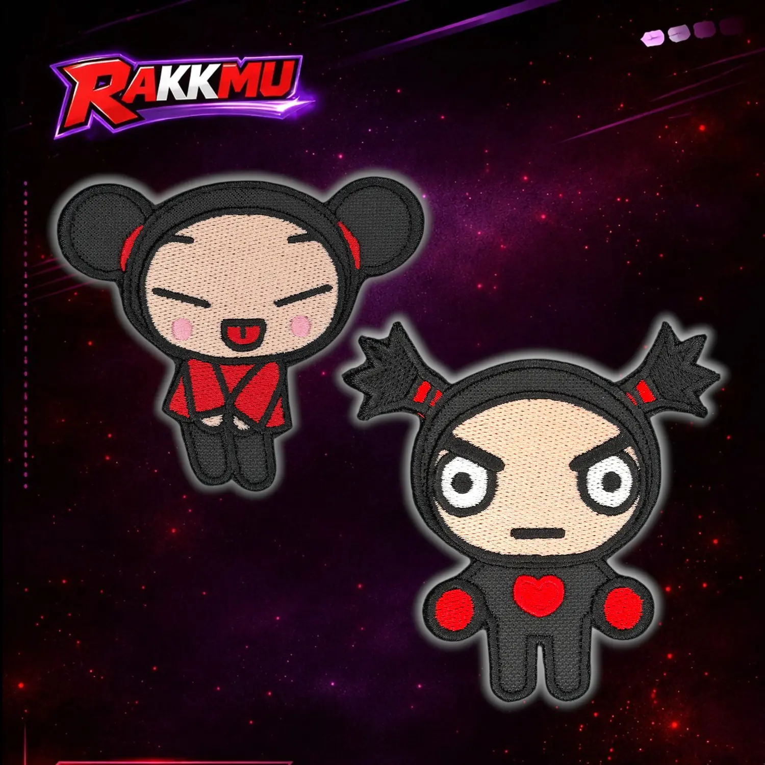 Pucca y Garu. Parches bordados. 1