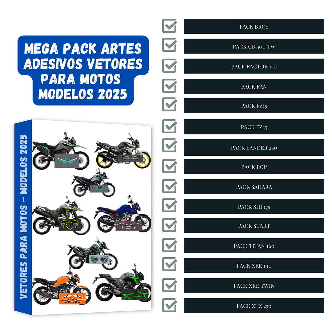 Mega Pack Artes Adesivos Vetores Para Motos - Somente Modelo 2025 2
