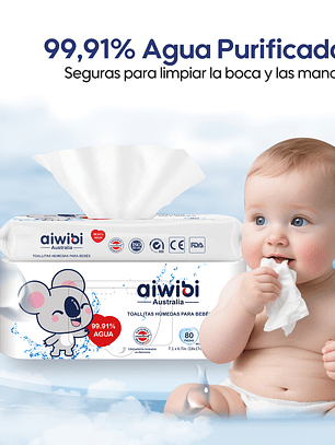 Toallitas húmedas 99.91% Agua 