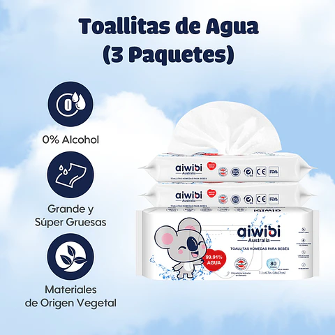 Toallitas húmedas 99.91% Agua 