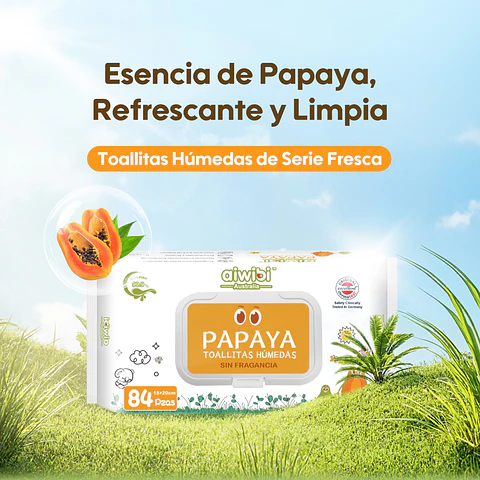 Toallitas húmedas 99.91% Agua con Extracto de Papaya 1 Paquete