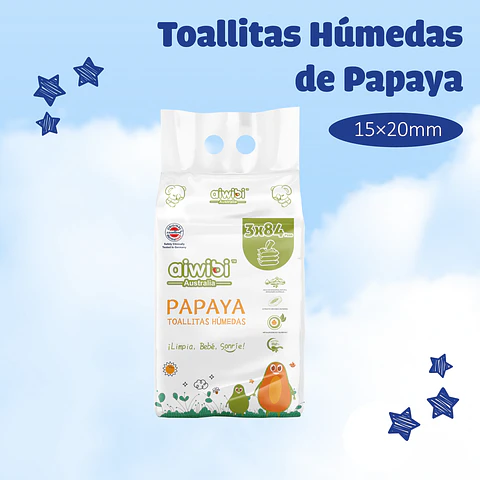 Toallitas húmedas 99.91% Agua con Extracto de Papaya 