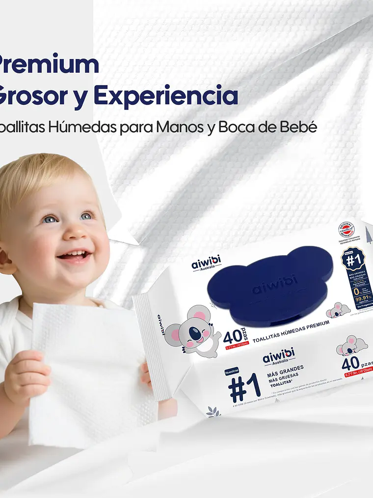 4 Paquetes de Toallitas Húmedas Premium de lujo (160 pcs) 2