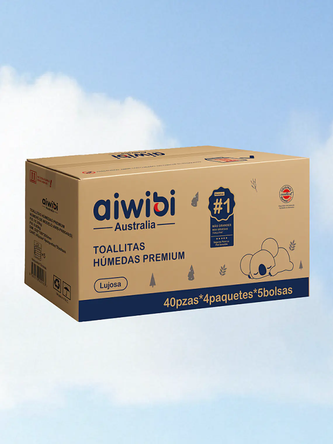Caja de 20 Paquetes de Toallitas Húmedas Premium de LUJO(40 Pcs) 1